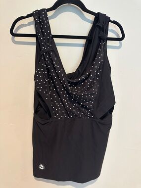 Black Polka Dot Draped Tank Top
